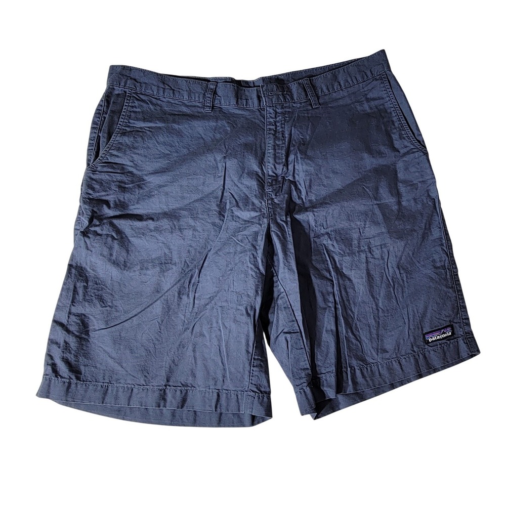 Patagonia Mens 36 Navy Blue Organic Cotton Hemp Blend Flat Front Shorts